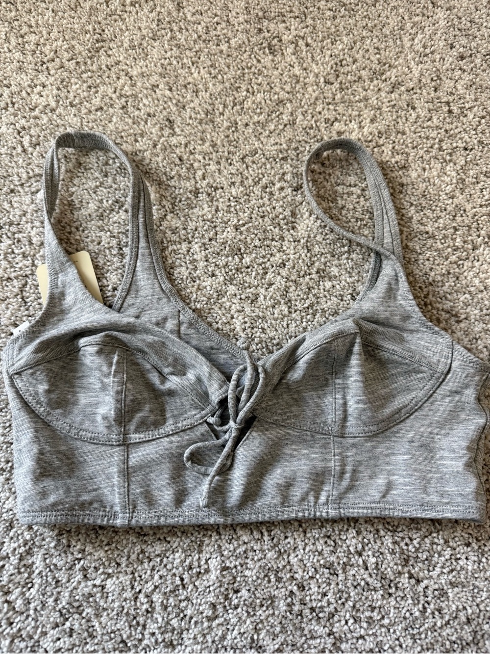 Free People FP Movement Grey Lace-Up Bralette size small NWT